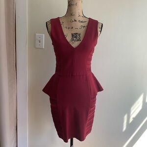 Parker red merlot sleeveless peplum dress size S